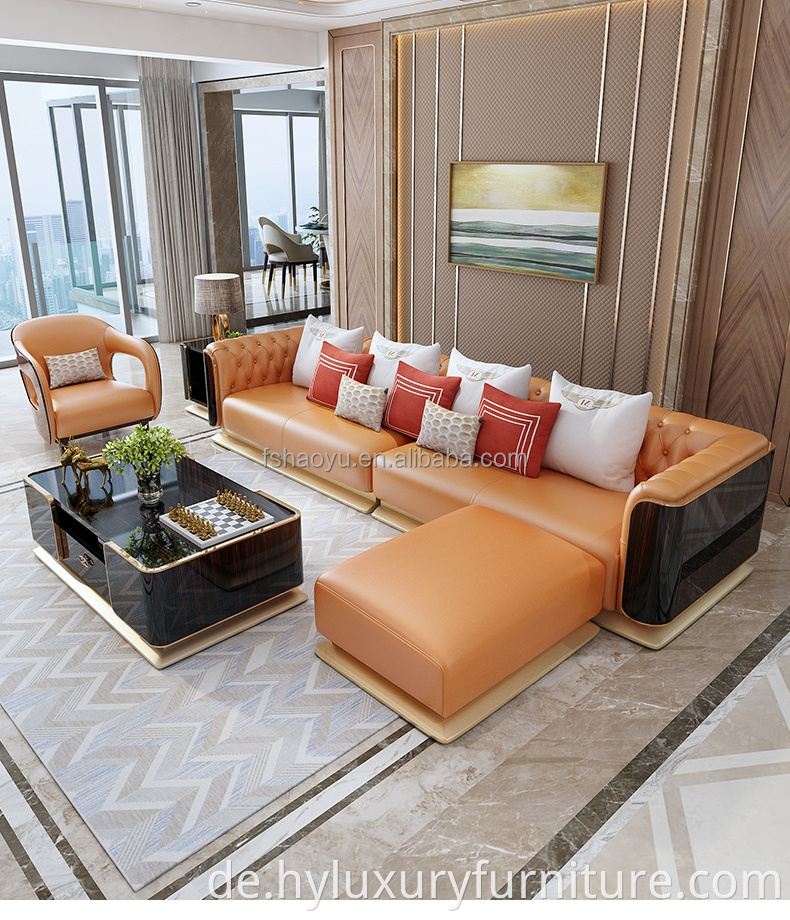 Hotellobby Möbel Zimmer Luxus-Leder-Sofas leben gesetzt runden Couch Wohnzimmer Sofas